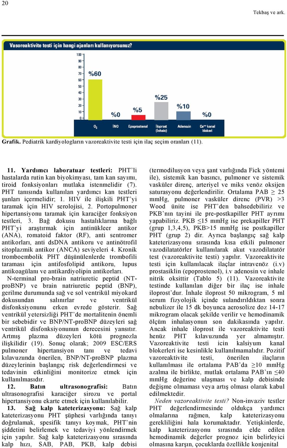 PHT tanısında kullanılan yardımcı kan testleri şunları içermelidir; 1. HIV ile ilişkili PHT yi taramak için HIV serolojisi, 2.