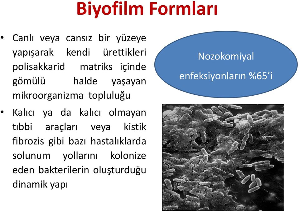 da kalıcı olmayan tıbbi araçları veya kistik fibrozis gibi bazı hastalıklarda