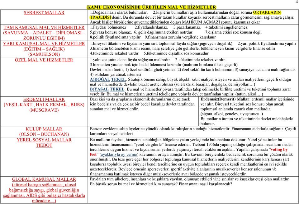 Ancak kiģiler birbirlerine güvenmediklerinden dolayı MAHKUM AÇMAZI sorunu karģımıza çıkar TAM KAMUSAL MAL VE HĠZMETLER 1.Faydası bölünemez 2.fiyatlandırılamaz. 3.pazarlanamaz. 4.