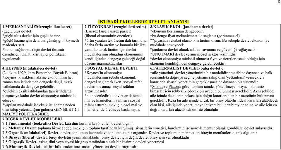 KEYNES (müdahaleci devlet) (24 ekim 1929, kara PerĢembe, Büyük Buhran) *Keynes, klasiklerin aksine ekonominin her zaman tam istihdamda dengede değil, eksik istihdamda da dengeye gelebilir.