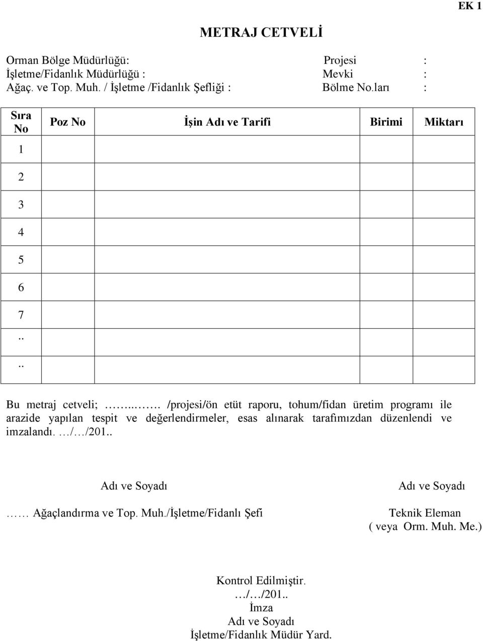 .. /projesi/ön etüt raporu, tohum/fidan üretim programı ile arazide yapılan tespit ve değerlendirmeler, esas alınarak tarafımızdan