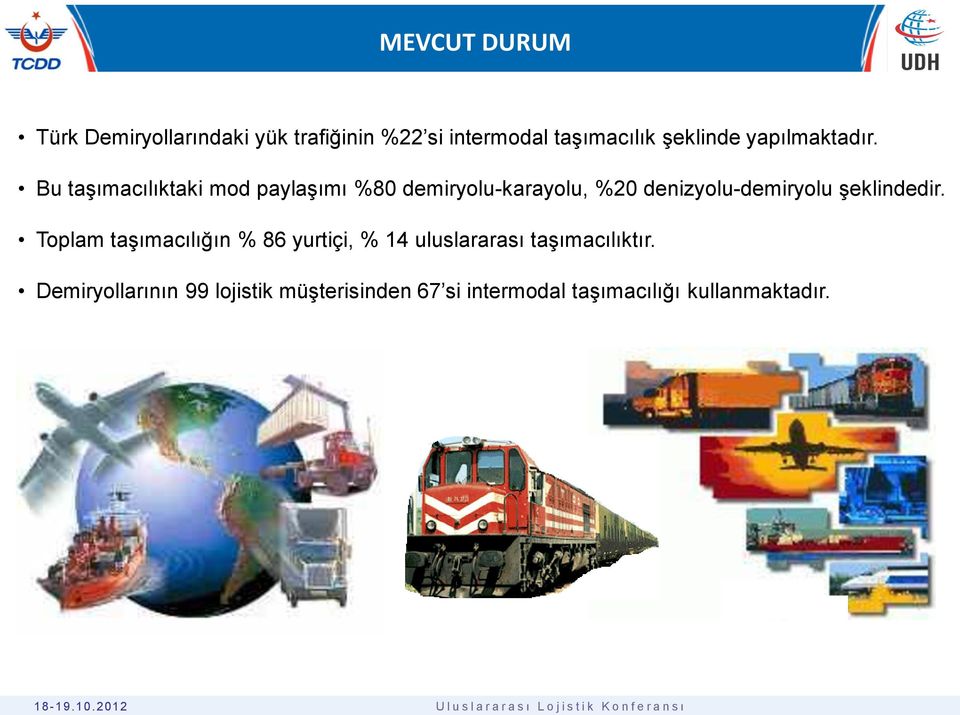 Bu taģımacılıktaki mod paylaģımı %80 demiryolu-karayolu, %20 denizyolu-demiryolu