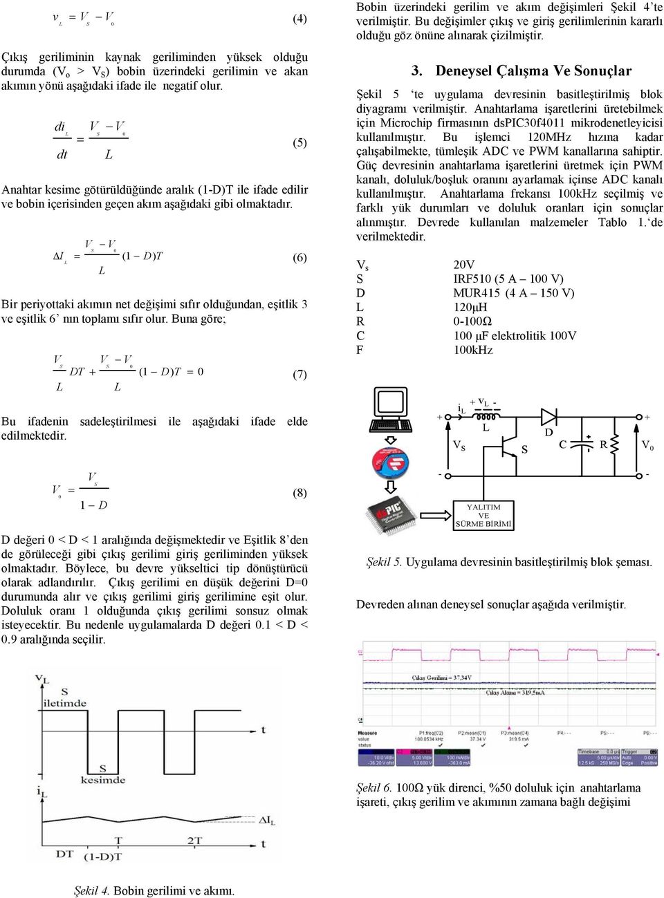 Δ I = (1 DT ) (6) Bir periyottaki akımın net değişimi sıfır olduğundan, eşitlik 3 ve eşitlik 6 nın toplamı sıfır olur.