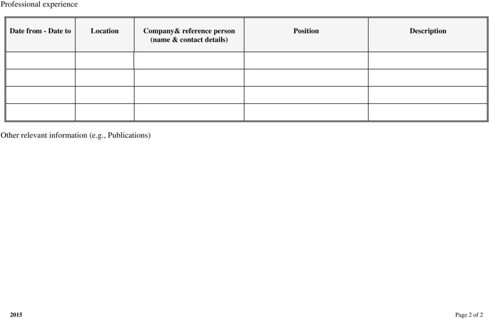 contact details) Position Description Other