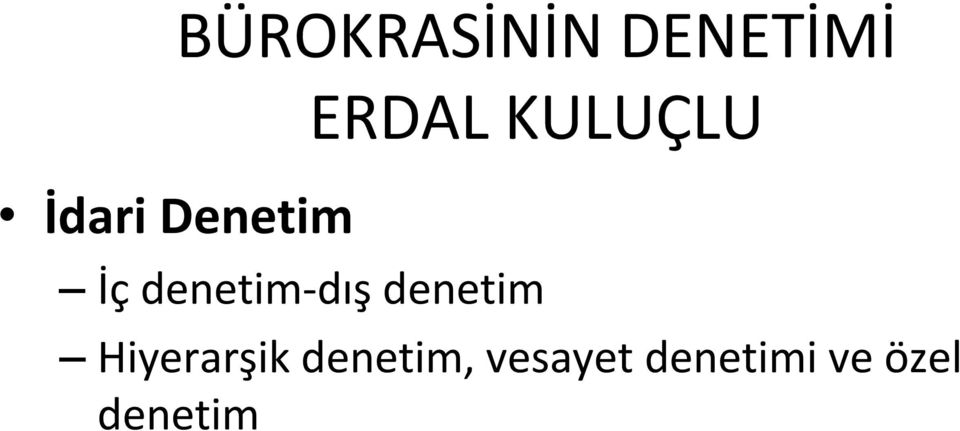 denetim dış denetim Hiyerarşik