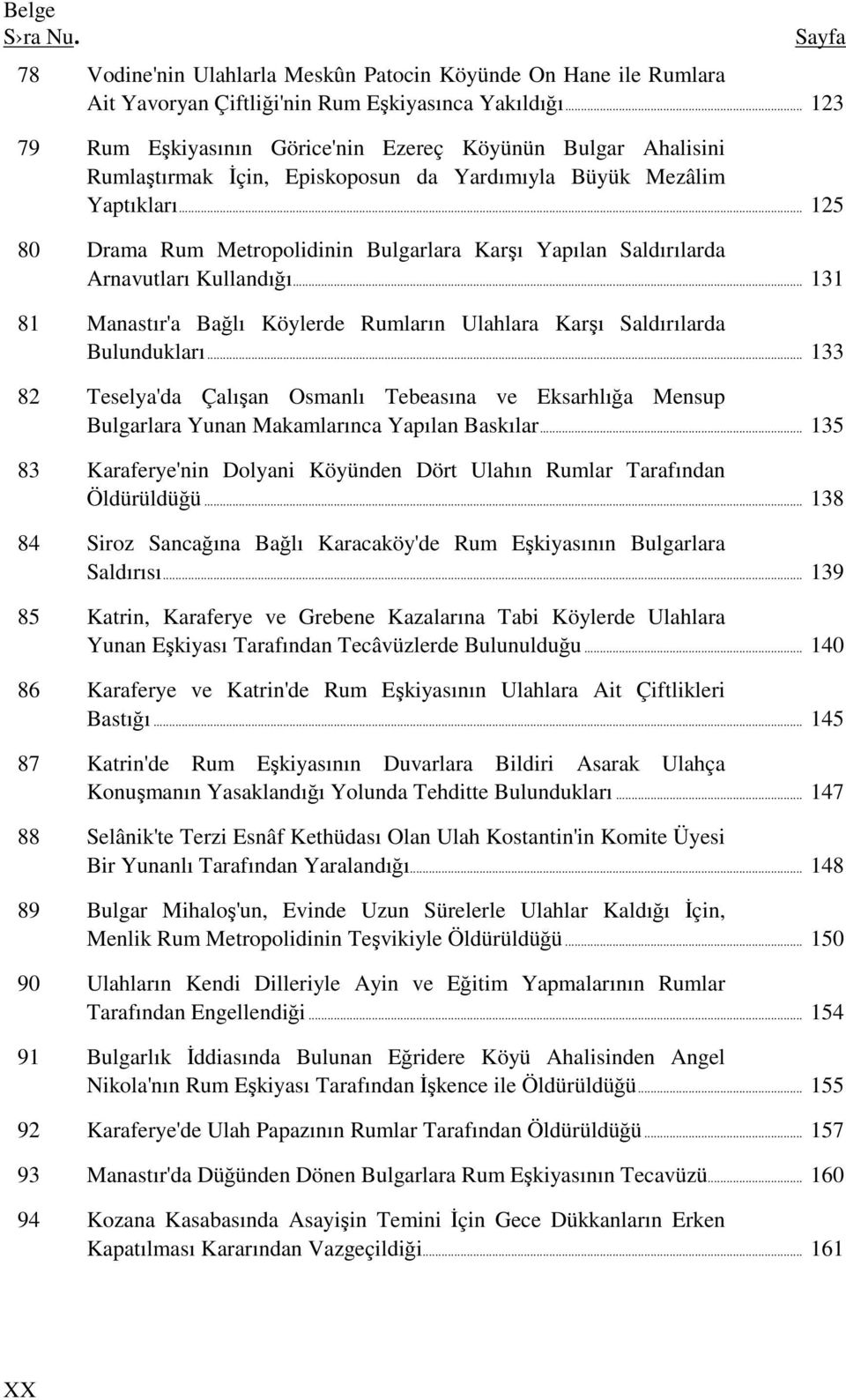 .. 125 80 Drama Rum Metropolidinin Bulgarlara Karşı Yapılan Saldırılarda Arnavutları Kullandığı... 131 81 Manastır'a Bağlı Köylerde Rumların Ulahlara Karşı Saldırılarda Bulundukları.