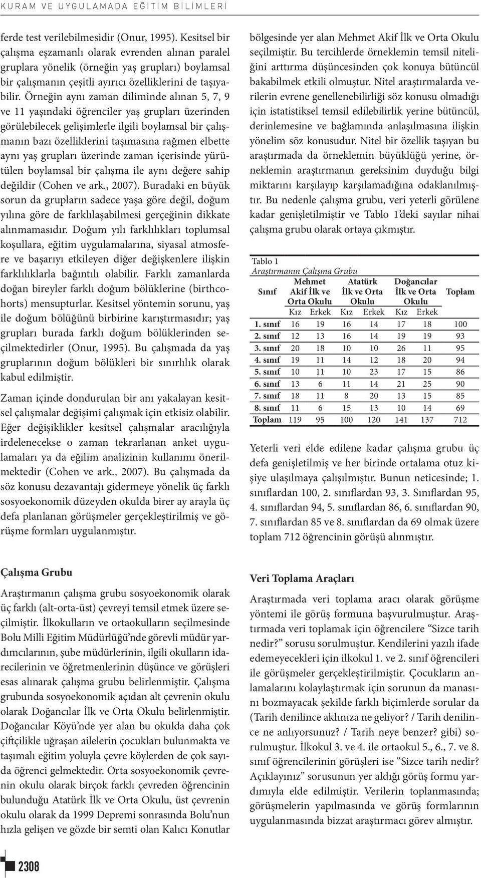 Örneğin aynı zaman diliminde alınan 5, 7, 9 ve 11 yaşındaki öğrenciler yaş grupları üzerinden görülebilecek gelişimlerle ilgili boylamsal bir çalışmanın bazı özelliklerini taşımasına rağmen elbette