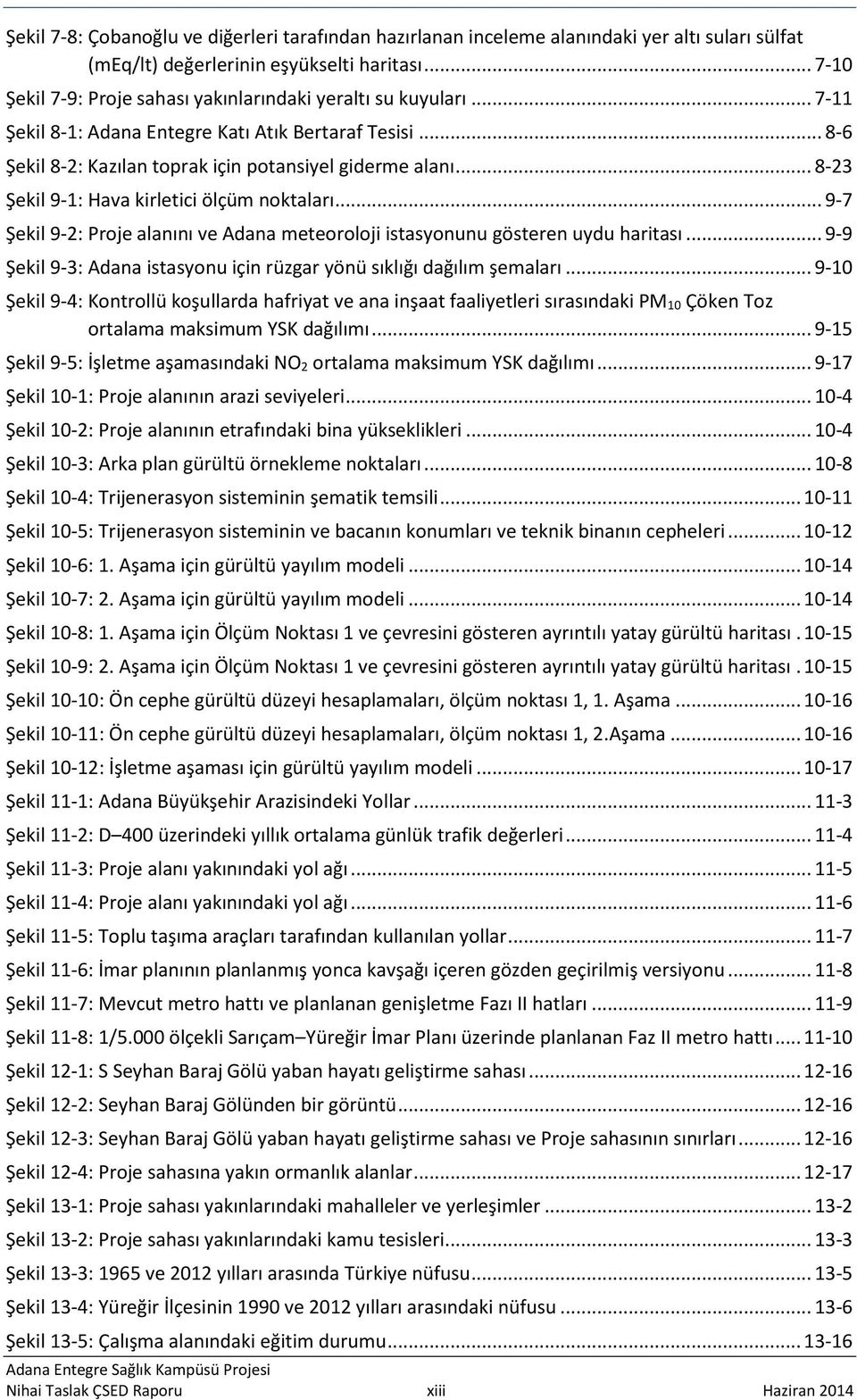 .. 8-23 Şekil 9-1: Hava kirletici ölçüm noktaları... 9-7 Şekil 9-2: Proje alanını ve Adana meteoroloji istasyonunu gösteren uydu haritası.
