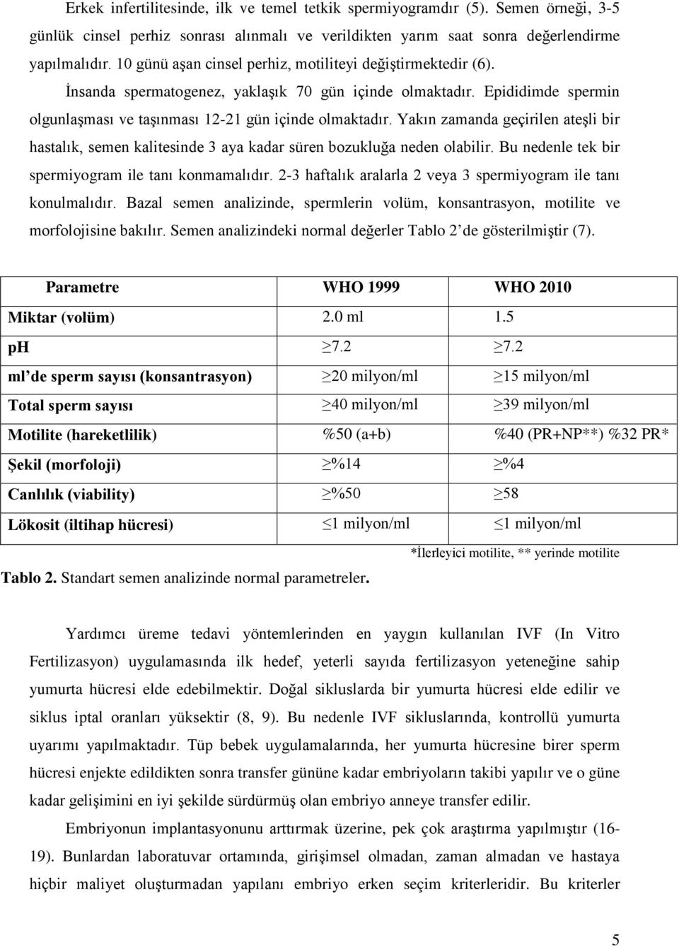 Yakın zamanda geçirilen ateşli bir hastalık, semen kalitesinde 3 aya kadar süren bozukluğa neden olabilir. Bu nedenle tek bir spermiyogram ile tanı konmamalıdır.