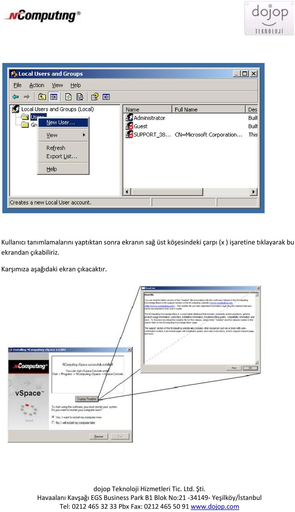 (x ) işaretine tıklayarak bu ekrandan