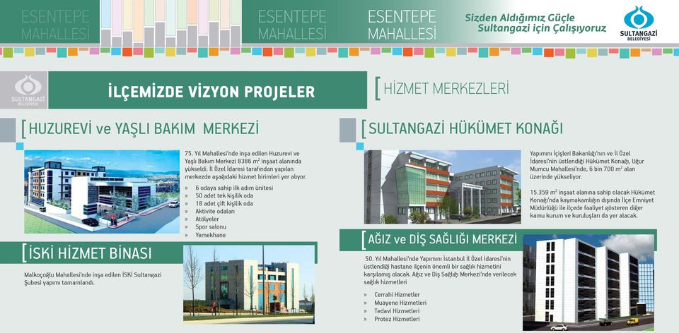 6 odaya sahip ilk adım ünitesi 50 adet tek kişilik oda 18 adet çift kişilik oda Aktivite odaları Atölyeler Spor salonu Yemekhane AĞIZ ve DİŞ SAĞLIĞI MERKEZİ 50.