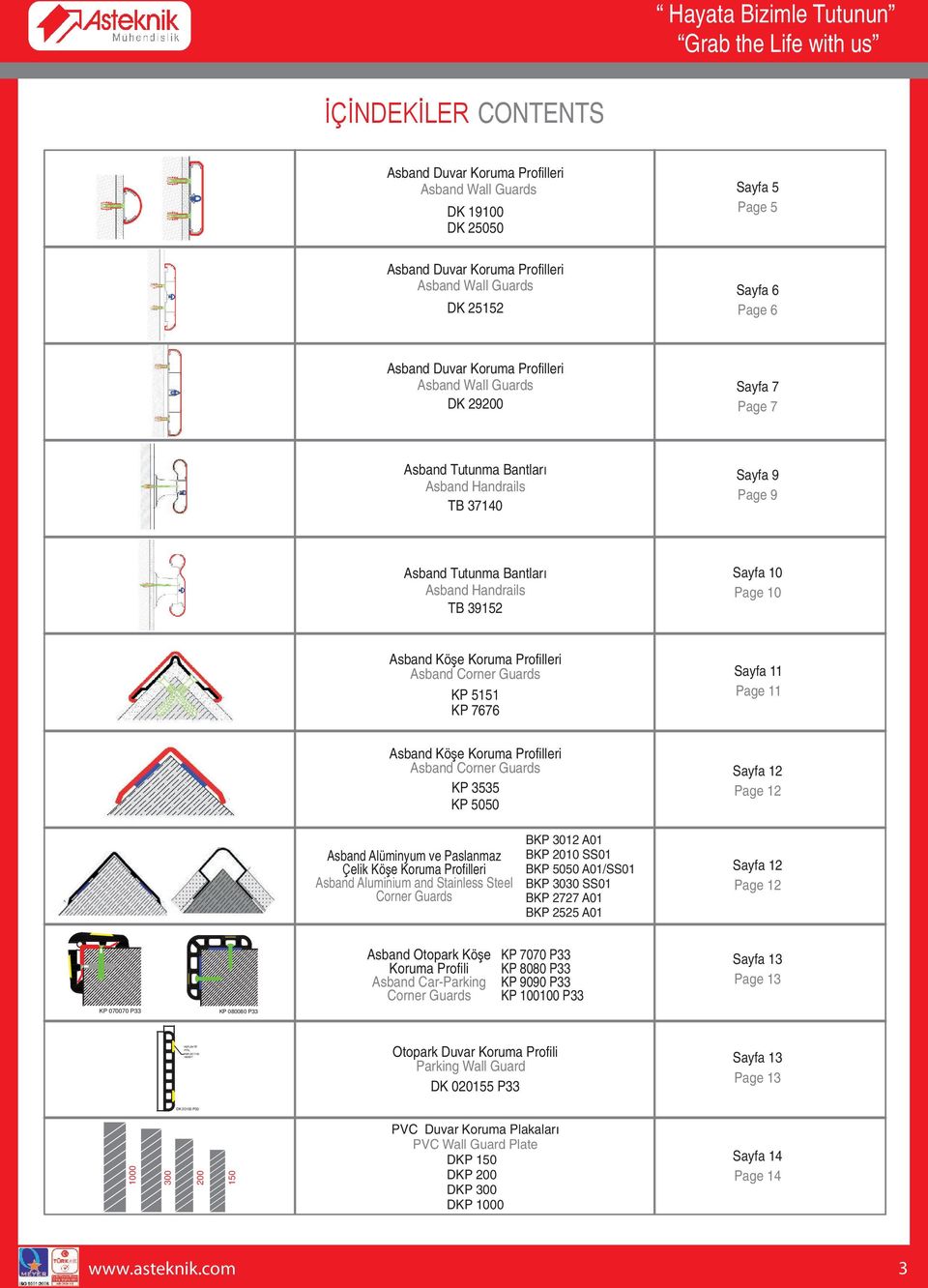 Asband Handrails TB 39152 Sayfa 10 Page 10 Asband Köşe Koruma Profilleri Asband Corner Guards KP 5151 KP 7676 Sayfa 11 Page 11 Asband Köşe Koruma Profilleri Asband Corner Guards KP 3535 KP 5050 Sayfa