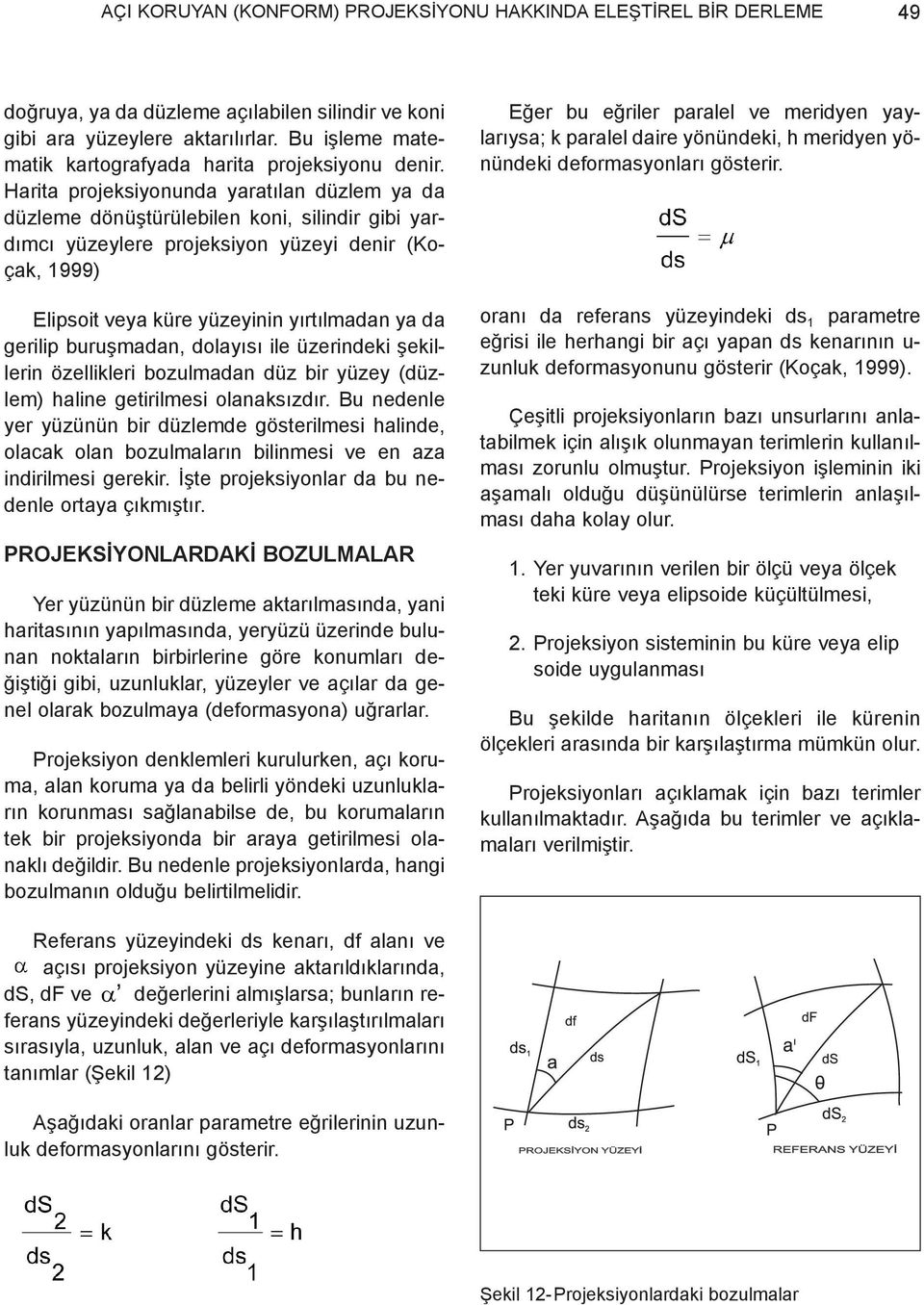 Harita projeksiyonunda yaratýlan düzlem ya da düzleme dönüþtürülebilen koni, silindir gibi yardýmcý yüzeylere projeksiyon yüzeyi denir (Koçak, 1999) Elipsoit veya küre yüzeyinin yýrtýlmadan ya da