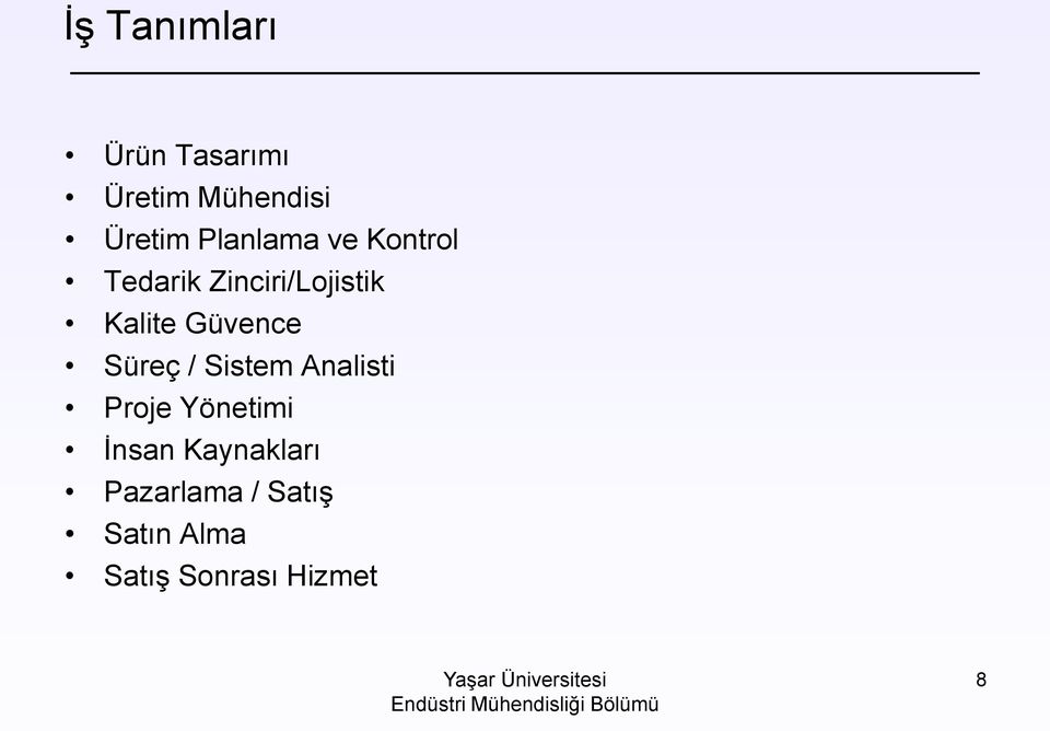 Güvence Süreç / Sistem Analisti Proje Yönetimi İnsan