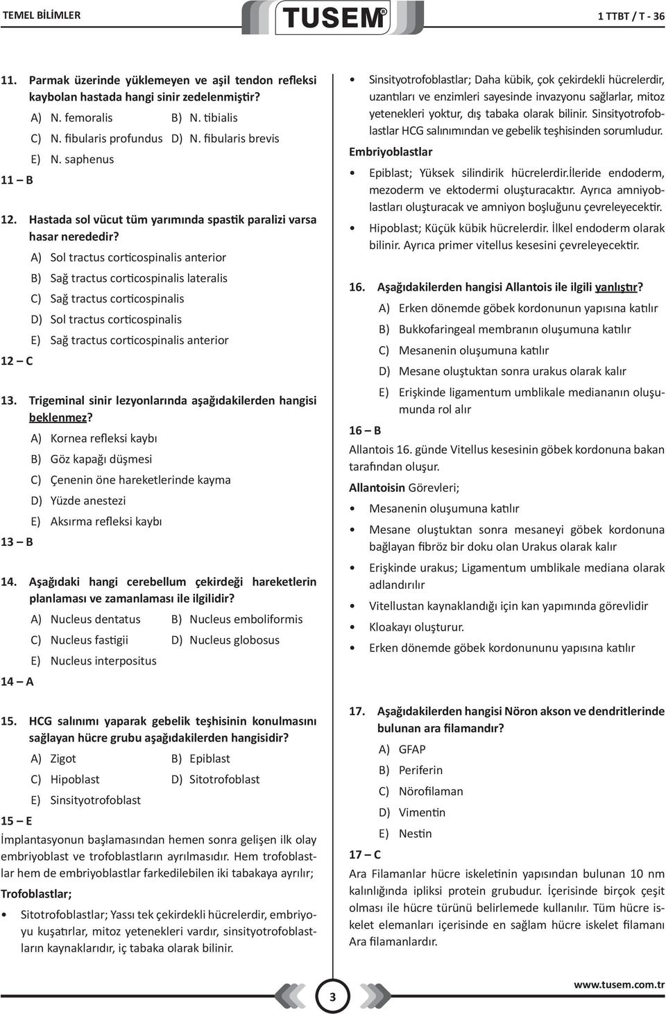 12 C A) Sol tractus corticospinalis anterior B) Sağ tractus corticospinalis lateralis C) Sağ tractus corticospinalis D) Sol tractus corticospinalis E) Sağ tractus corticospinalis anterior 13.