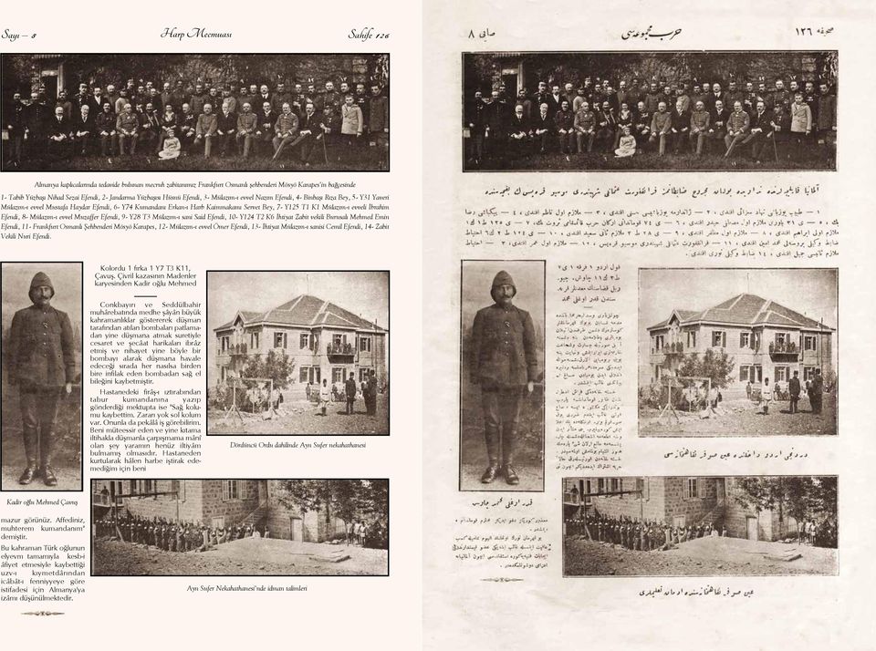 Mülazım-ı evveli İbrahim Efendi, 8- Mülazım-ı evvel Muzaffer Efendi, 9- Y28 T3 Mülazım-ı sani Said Efendi, 10- Y124 T2 K6 İhtiyat Zabit vekili Burusalı Mehmed Emin Efendi, 11- Frankfurt Osmanlı