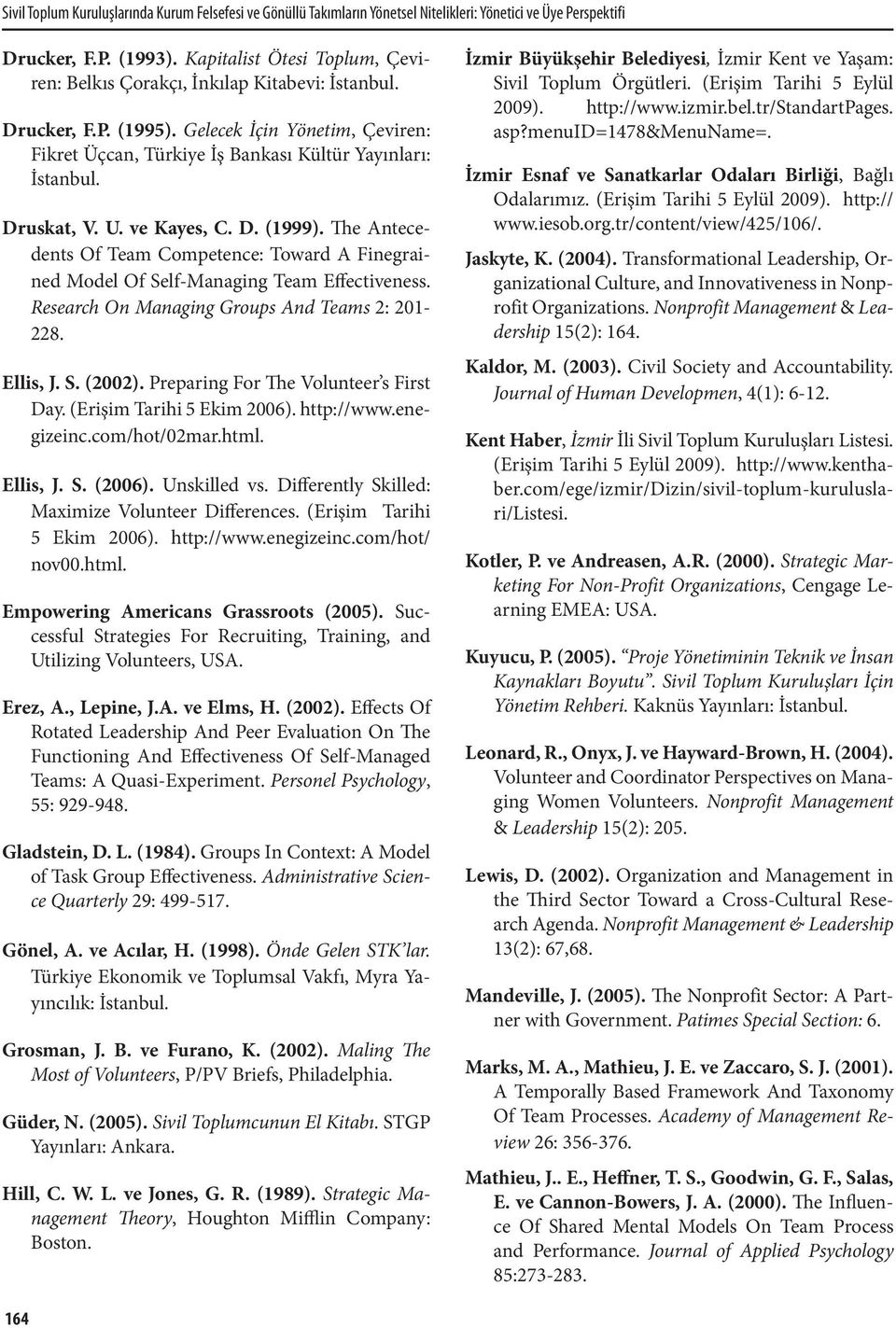 Druskat, V. U. ve Kayes, C. D. (1999). The Antecedents Of Team Competence: Toward A Finegrained Model Of Self-Managing Team Effectiveness. Research On Managing Groups And Teams 2: 201-228. Ellis, J.