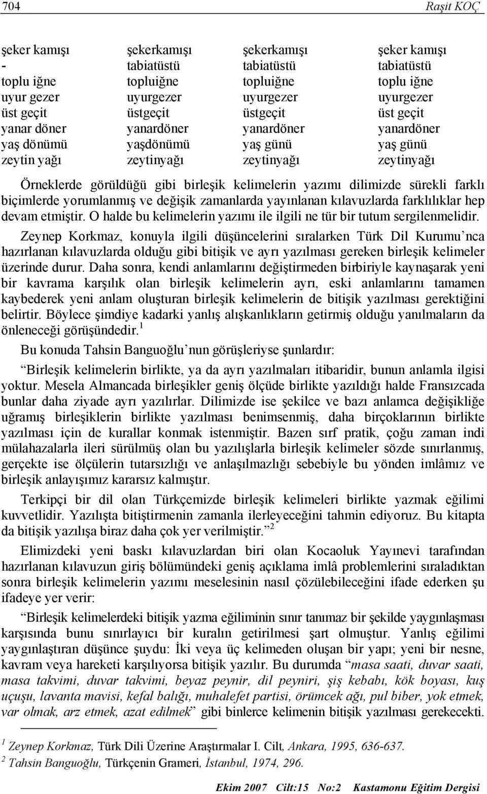 kelimelerin yazımı dilimizde sürekli farklı biçimlerde yorumlanmış ve değişik zamanlarda yayınlanan kılavuzlarda farklılıklar hep devam etmiştir.