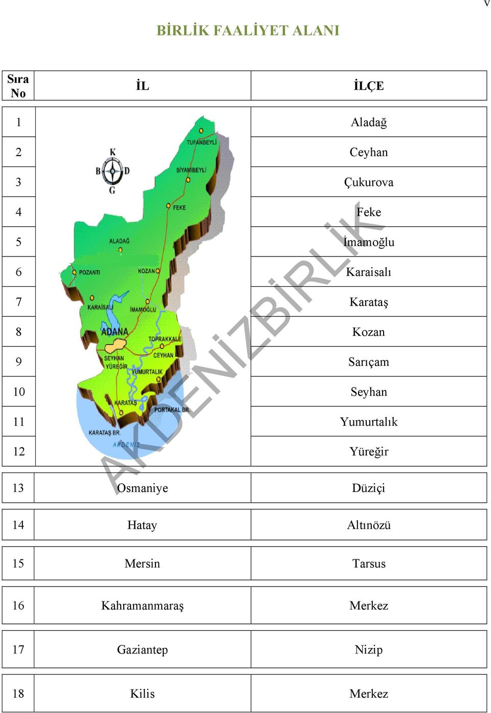 11 Yumurtalık 12 Yüreğir 13 Osmaniye Düziçi 14 Hatay Altınözü 15