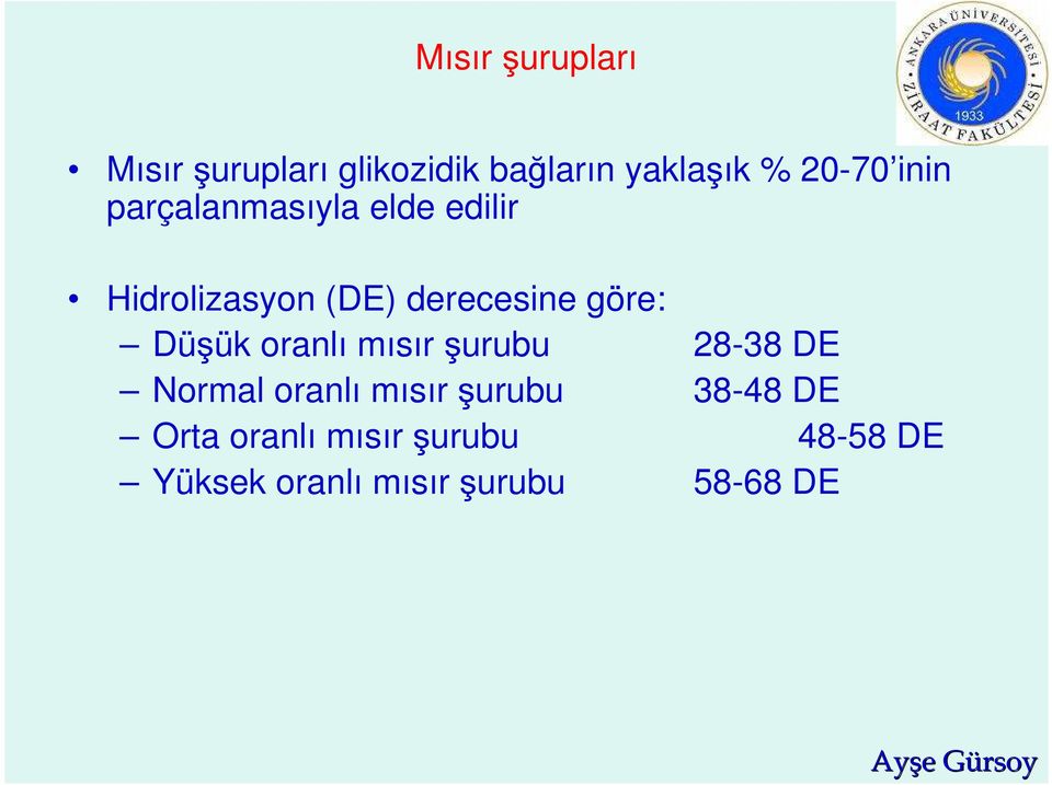 Düşük oranlı mısır şurubu 28-38 DE Normal oranlı mısır şurubu 38-48