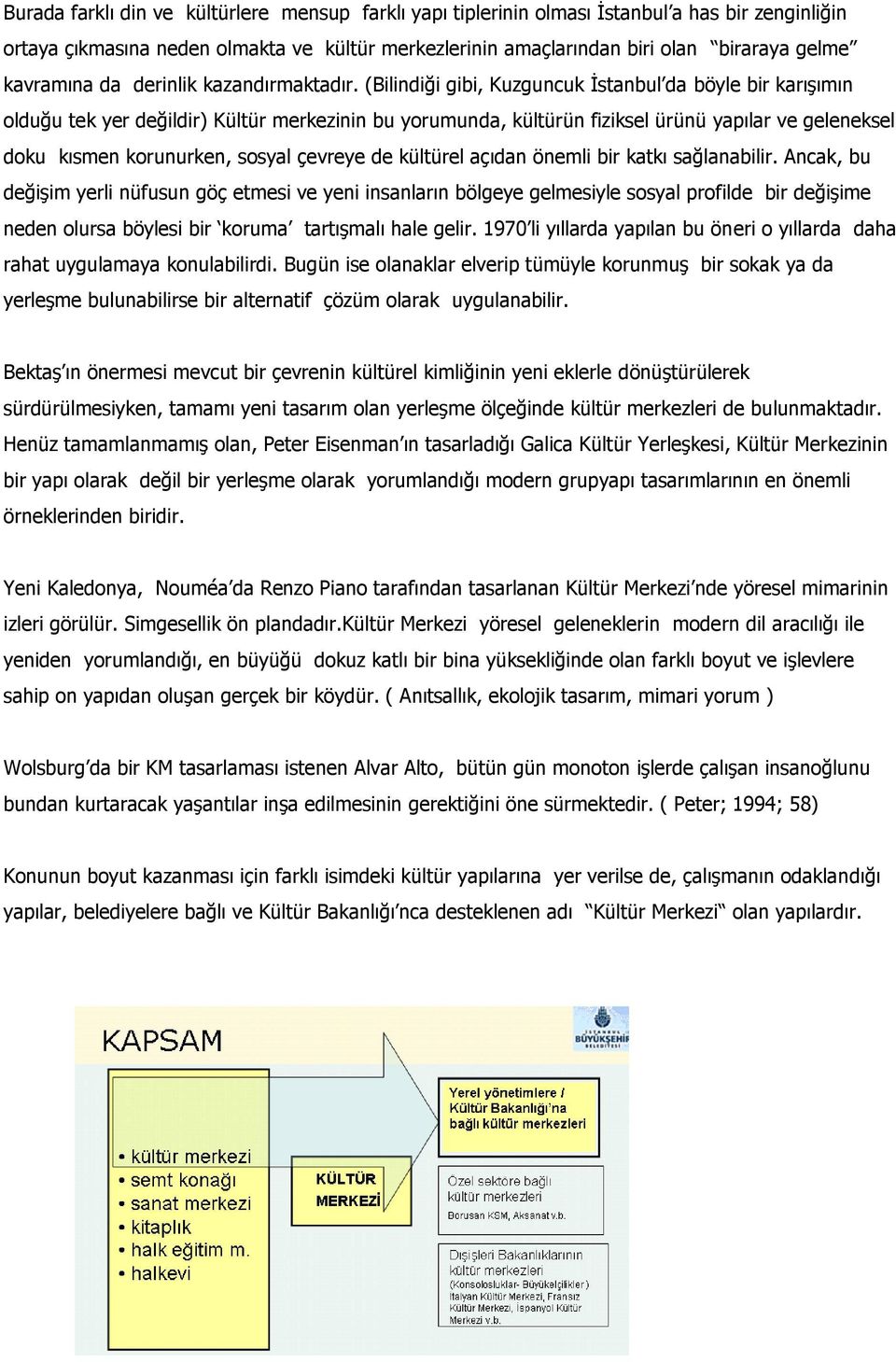 (Bilindiği gibi, Kuzguncuk İstanbul da böyle bir karışımın olduğu tek yer değildir) Kültür merkezinin bu yorumunda, kültürün fiziksel ürünü yapılar ve geleneksel doku kısmen korunurken, sosyal