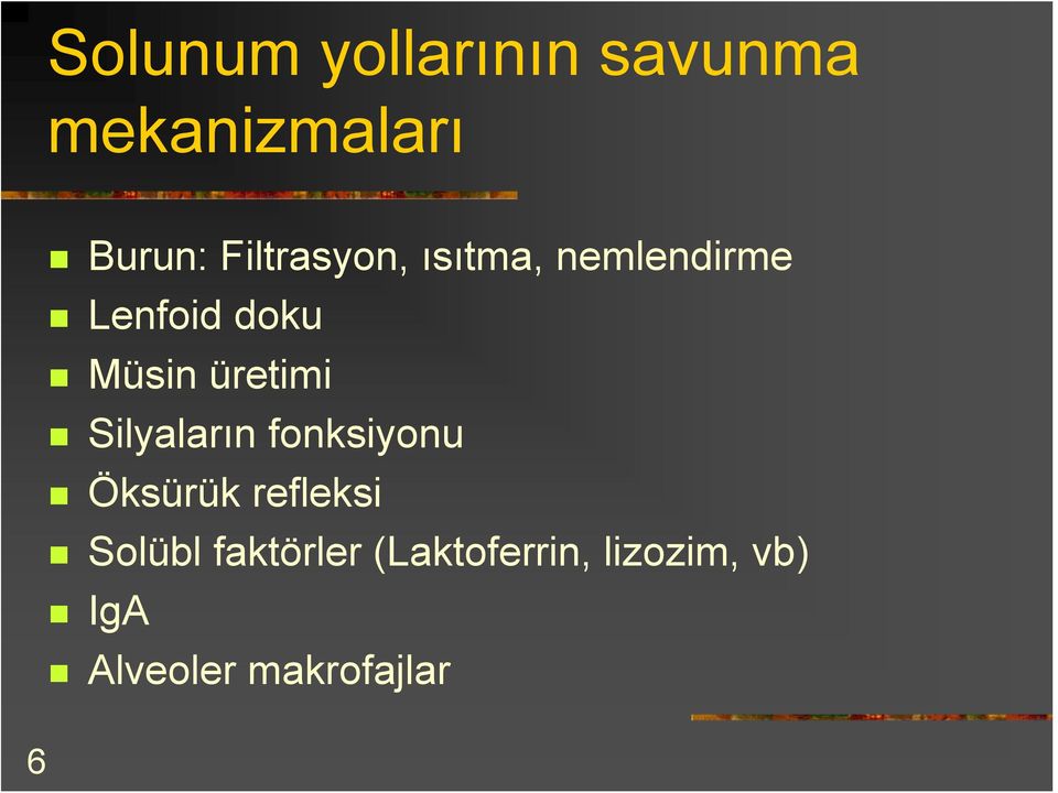 üretimi Silyaların fonksiyonu Öksürük refleksi Solübl