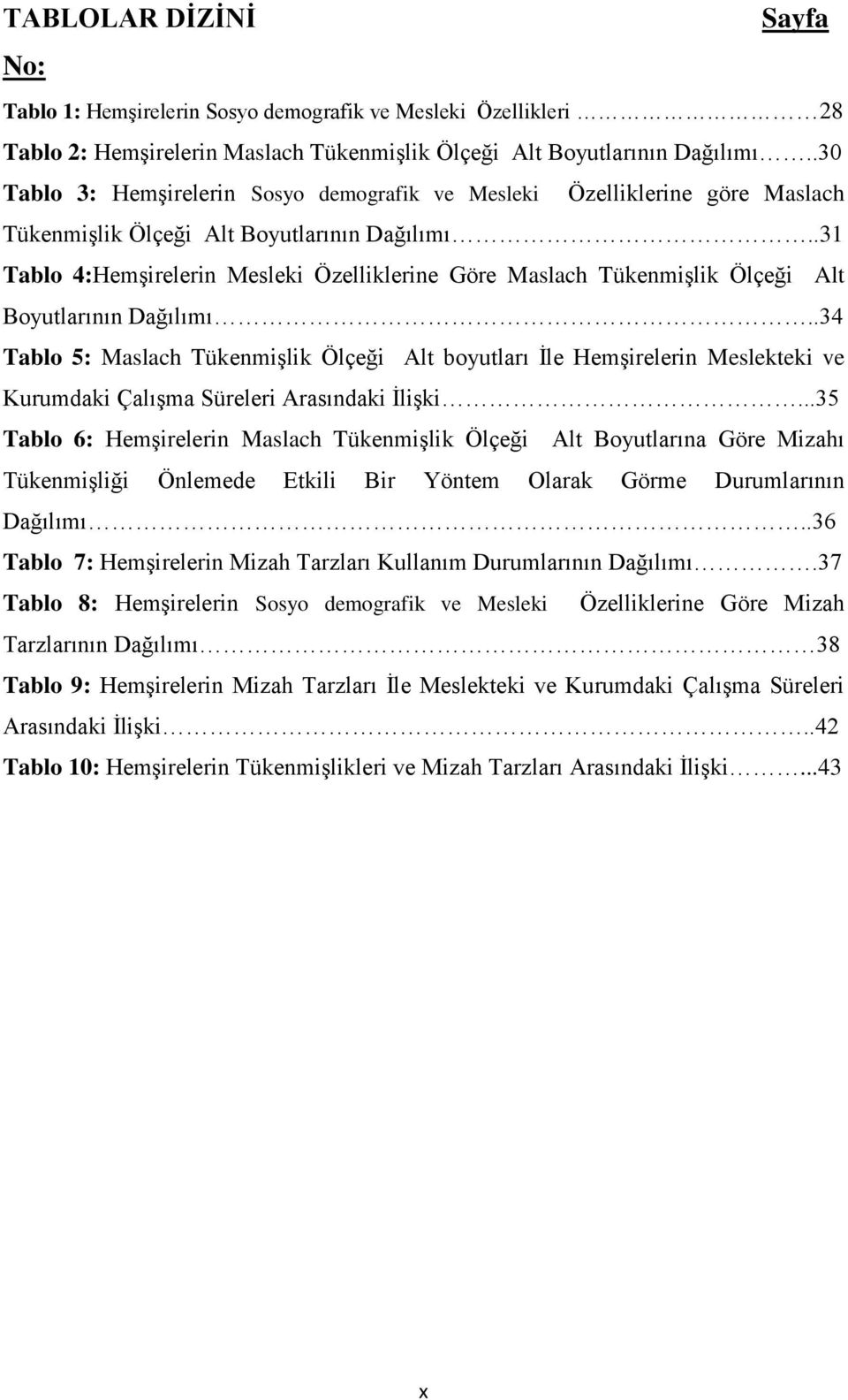 .31 Tablo 4:Hemşirelerin Mesleki Özelliklerine Göre Maslach Tükenmişlik Ölçeği Alt Boyutlarının Dağılımı.