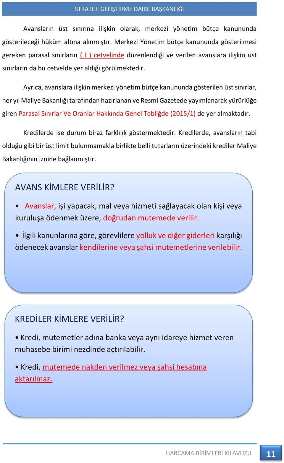 Ayrıca, avanslara ilişkin merkezi yönetim bütçe kanununda gösterilen üst sınırlar, her yıl Maliye Bakanlığı tarafından hazırlanan ve Resmi Gazetede yayımlanarak yürürlüğe giren Parasal Sınırlar Ve