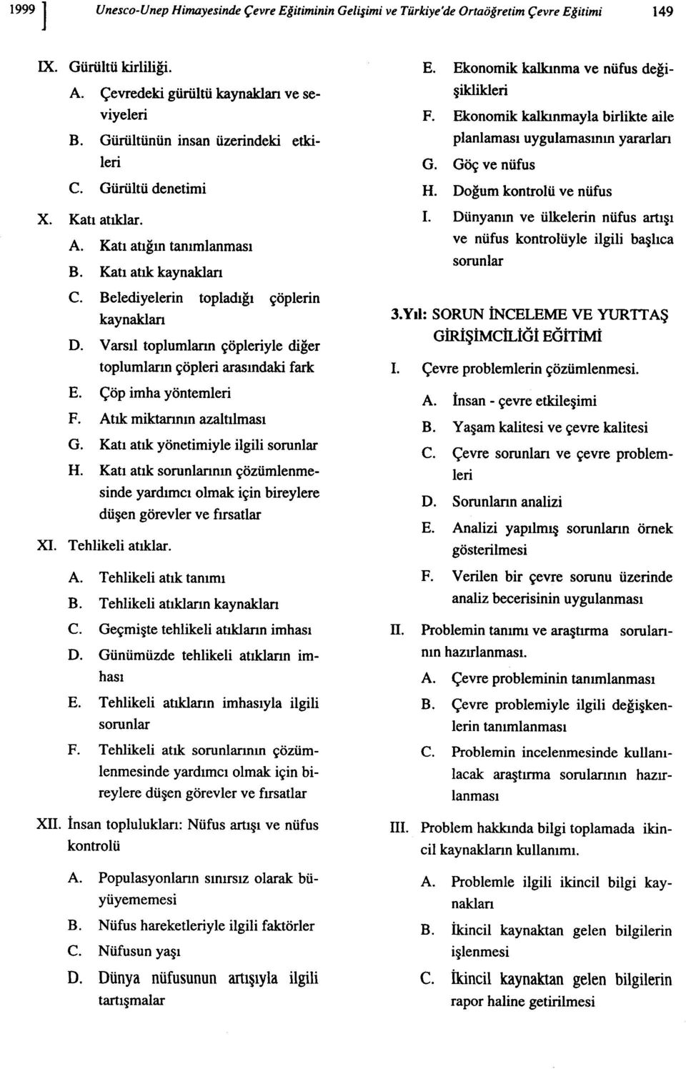 Varsıl toplumların çöpleriyle diğer toplumların çöpleri arasındaki fark E. F. Çöp imha yöntemleri Atık: miktarının azaltılması G. Katı atıkyönetimiyleilgili sorunlar H.