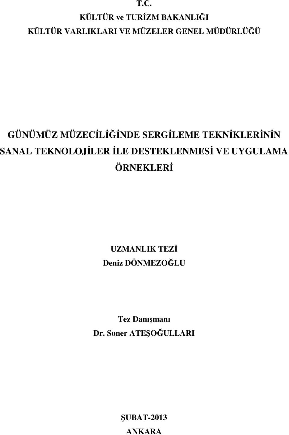 TEKNOLOJİLER İLE DESTEKLENMESİ VE UYGULAMA ÖRNEKLERİ UZMANLIK TEZİ