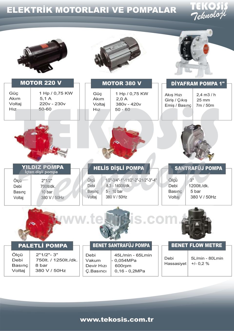 Basınç 10 bar Voltaj 380 V / 50Hz HELİS DİŞLİ POMPA Ölçü 1/2"-3/4"-1"-11/2"-2"-21/2"-3"-4" Debi 8,3-1400lt/dk.