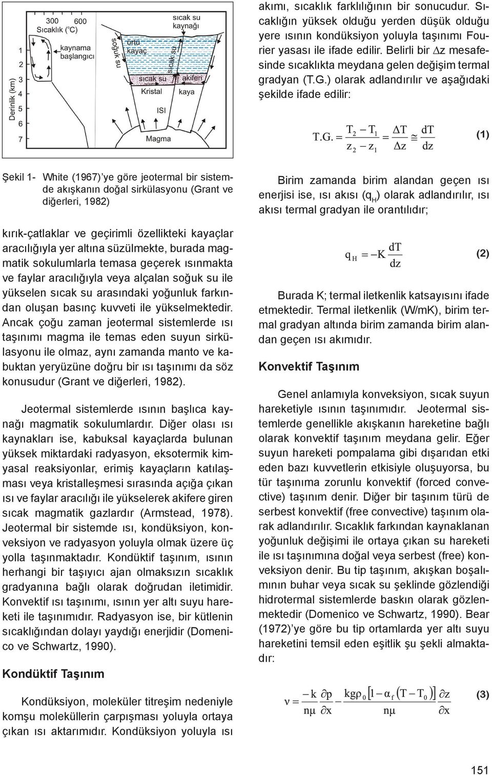 ) olarak adlandırılır ve aşağıdaki şekilde ifade edilir: () Şekil - White (967) ye göre jeotermal bir sistemde akışkanın doğal sirkülasyonu (Grant ve diğerleri, 982) kırık-çatlaklar ve geçirimli