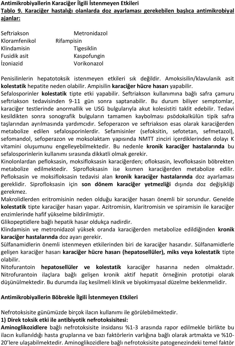 Vorikonazol Penisilinlerin hepatotoksik istenmeyen etkileri sık değildir. Amoksisilin/klavulanik asit kolestatik hepatite neden olabilir. Ampisilin karaciğer hücre hasarı yapabilir.