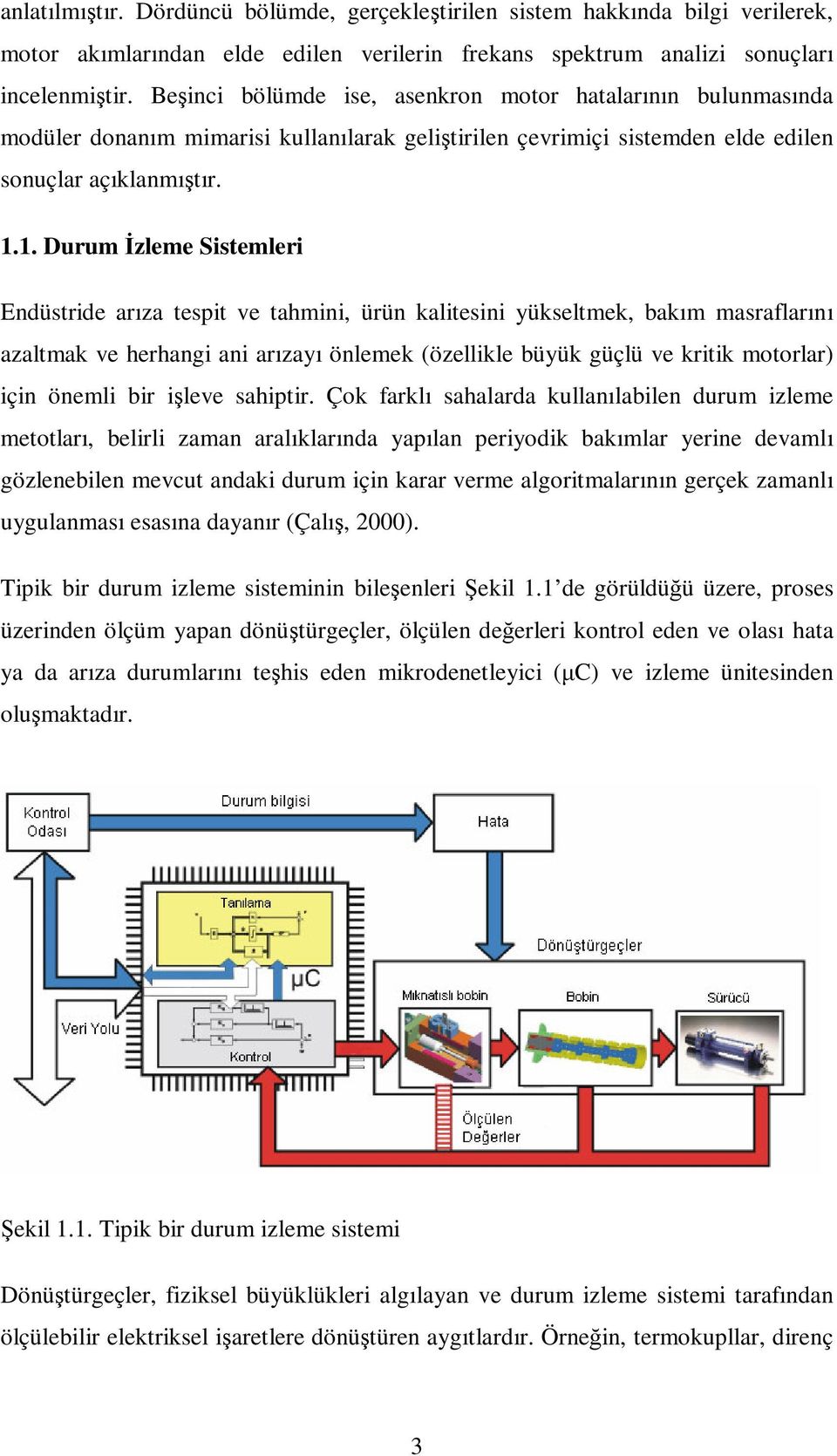 1. Durum İzleme Sistemleri Endüstride arıza tespit ve tahmini, ürün kalitesini yükseltmek, bakım masraflarını azaltmak ve herhangi ani arızayı önlemek (özellikle büyük güçlü ve kritik motorlar) için