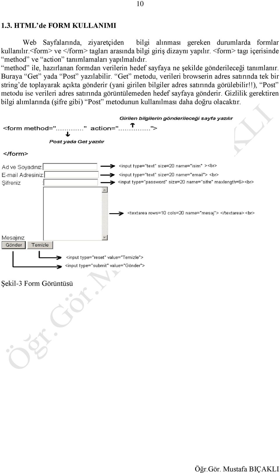 Buraya Get yada Post yazılabilir. Get metodu, verileri browserin adres satırında tek bir string de toplayarak açıkta gönderir (yani girilen bilgiler adres satırında görülebilir!