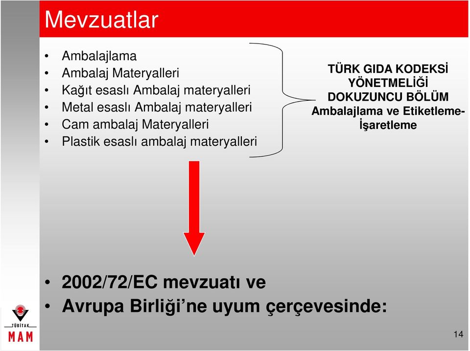 ambalaj materyalleri TÜRK GIDA KODEKSĐ YÖNETMELĐĞĐ DOKUZUNCU BÖLÜM Ambalajlama