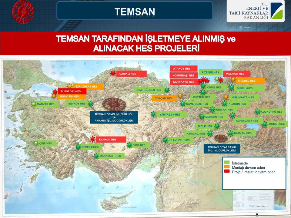 MÜDÜRLÜKLERİ YAHYABEY-HES TERCAN HES MERCAN HES DİCLE HES ALPASLAN-I HES KOÇKÖPRÜ HES HOŞAP HES KIRALKIZI HES BATMAN HES ÇİNE HES KEPEZ II HES