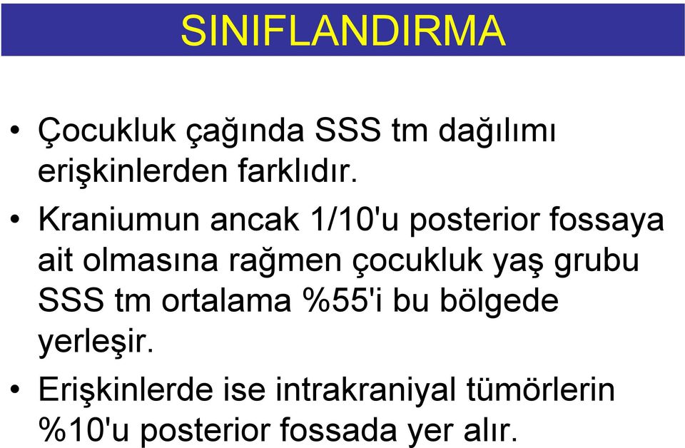 Kraniumun ancak 1/10'u posterior fossaya ait olmasına rağmen