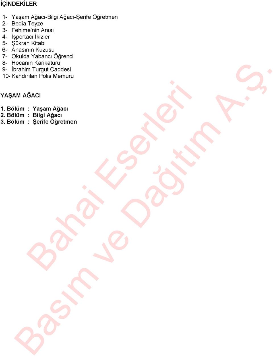 Öğrenci 8- Hocanın Karikatürü 9- İbrahim Turgut Caddesi 10- Kandırılan Polis Memuru