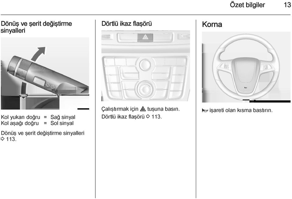 sinyal Dönüş ve şerit değiştirme sinyalleri 3 113.