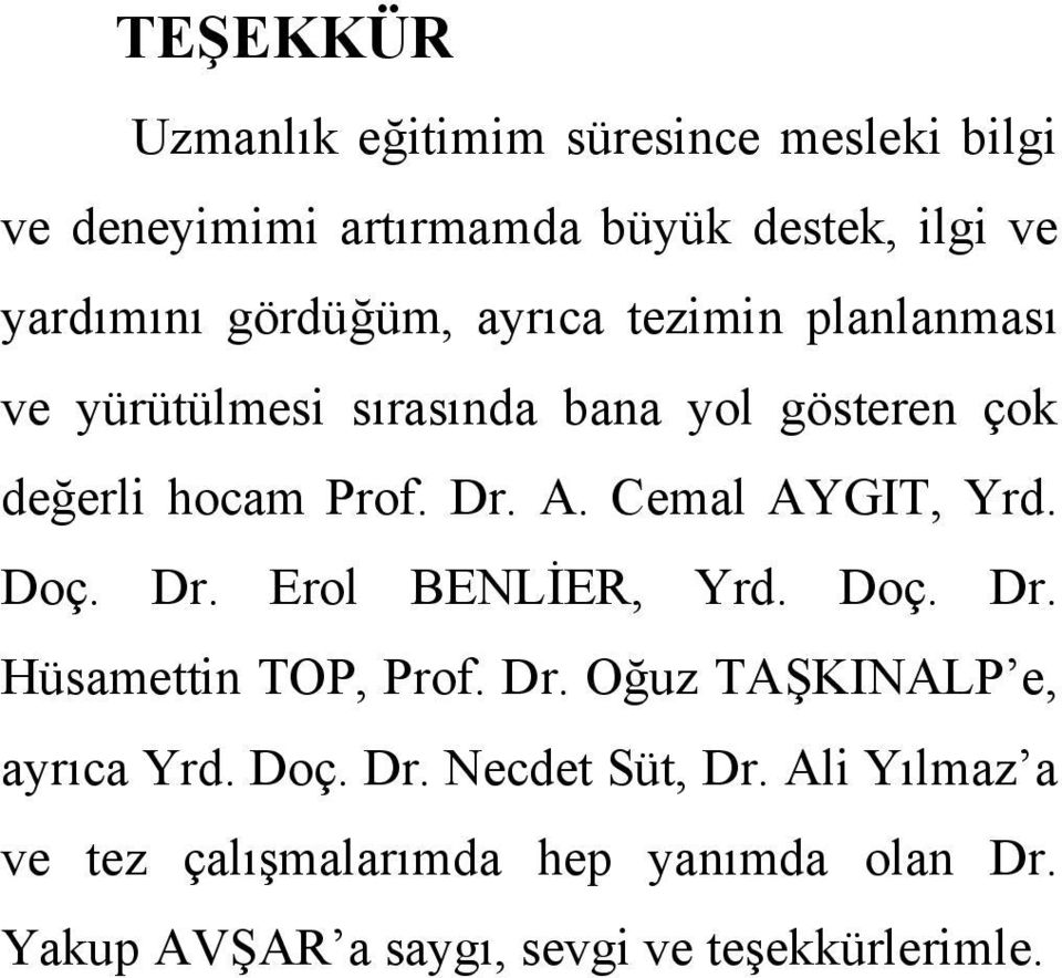 Cemal AYGIT, Yrd. Doç. Dr. Erol BENLİER, Yrd. Doç. Dr. Hüsamettin TOP, Prof. Dr. Oğuz TAŞKINALP e, ayrıca Yrd. Doç. Dr. Necdet Süt, Dr.