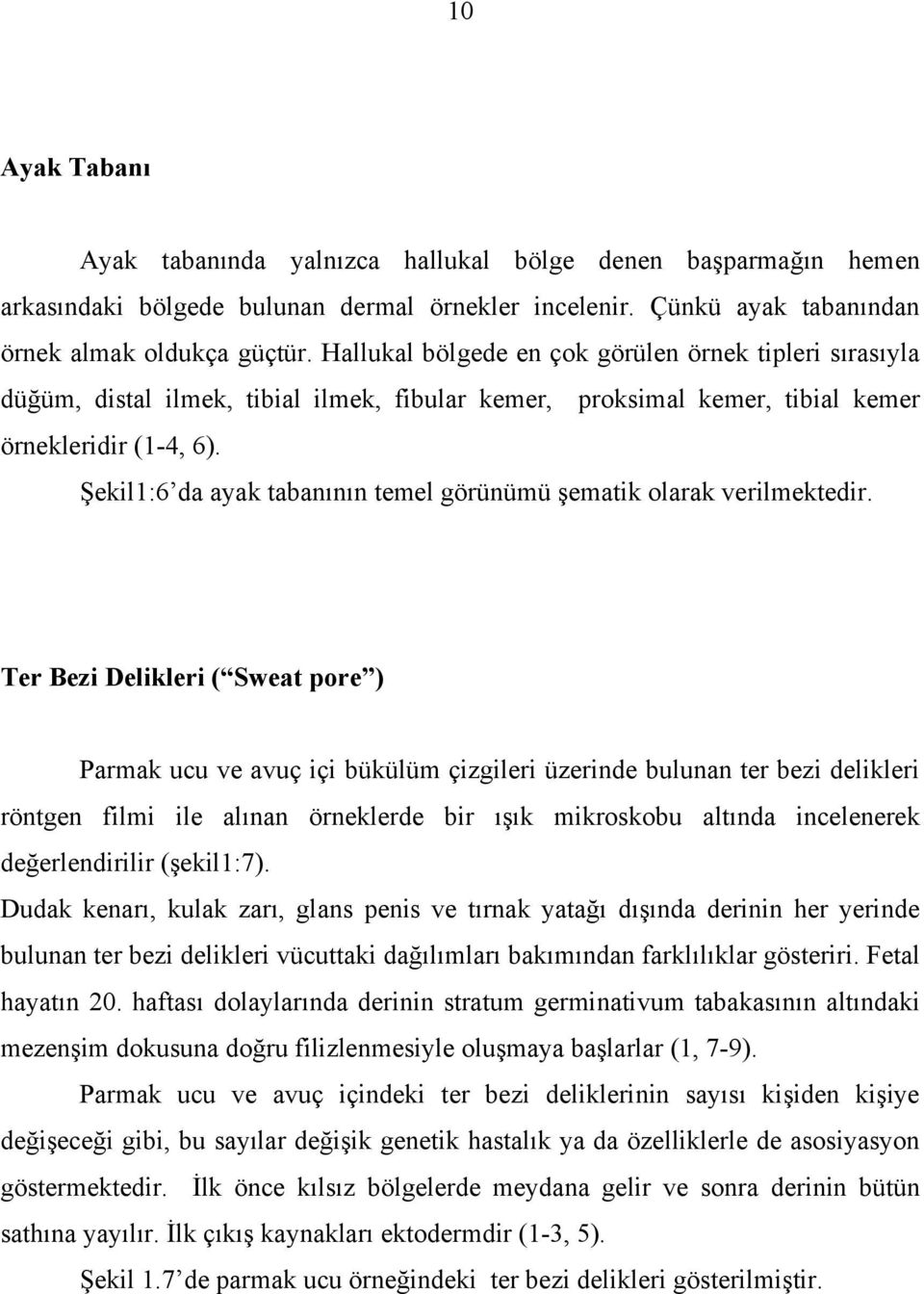 Şekil1:6 da ayak tabanının temel görünümü şematik olarak verilmektedir.