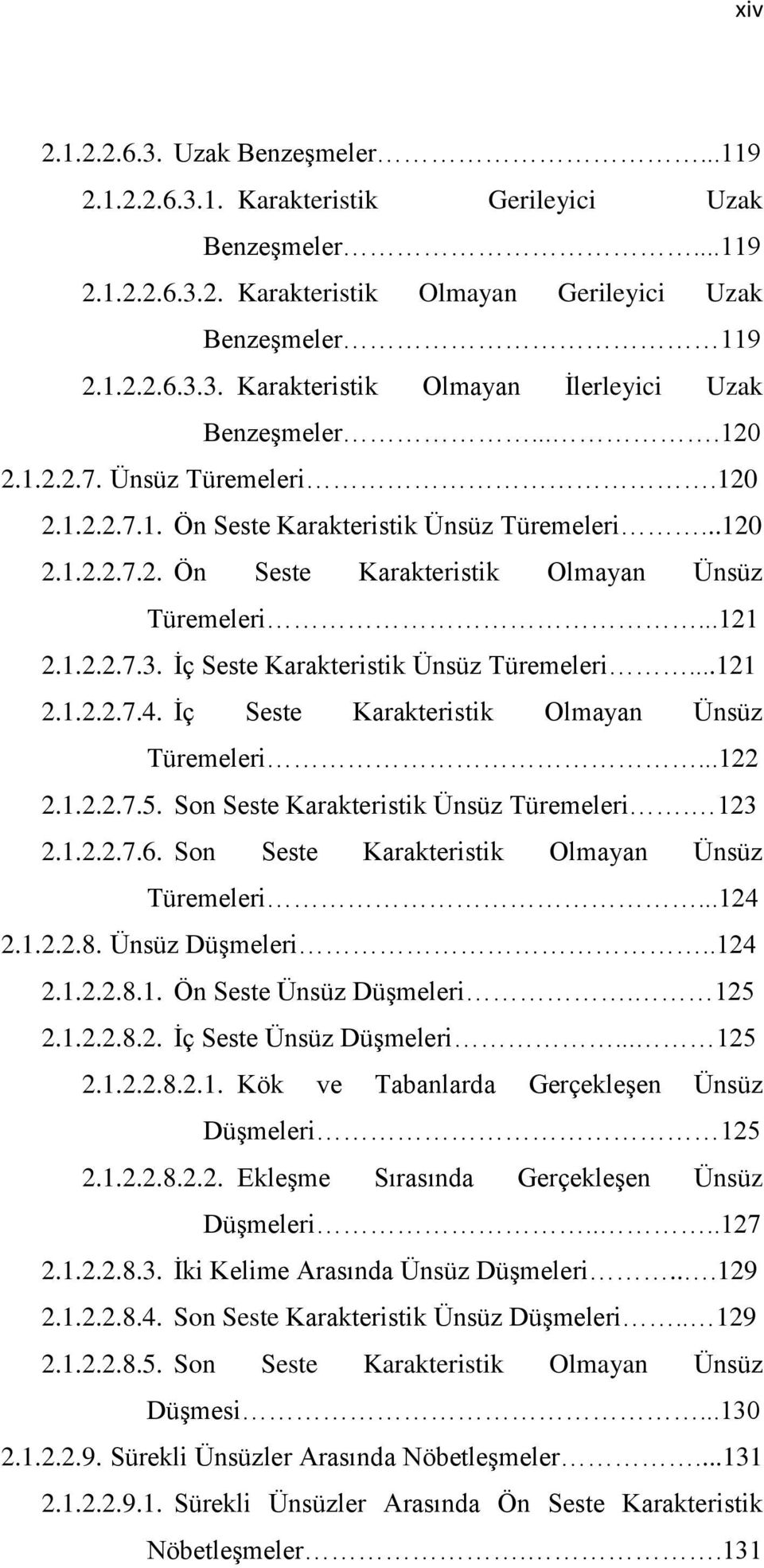 İç Seste Karakteristik Ünsüz Türemeleri...121 2.1.2.2.7.4. İç Seste Karakteristik Olmayan Ünsüz Türemeleri...122 2.1.2.2.7.5. Son Seste Karakteristik Ünsüz Türemeleri. 123 2.1.2.2.7.6.