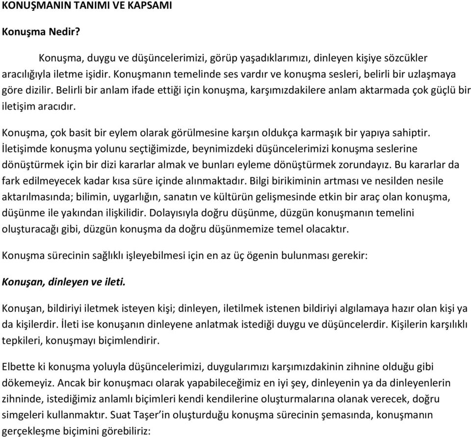 Konuşma, çok basit bir eylem olarak görülmesine karşın oldukça karmaşık bir yapıya sahiptir.