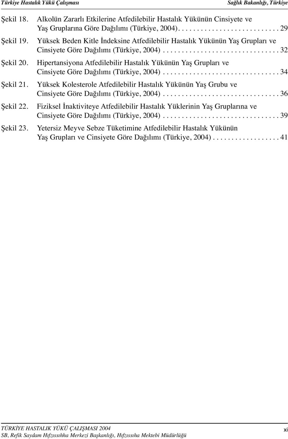 .......................... 29 Yüksek Beden Kitle İndeksine Atfedilebilir Hastalık Yükünün Yaş Grupları ve Cinsiyete Göre Dağılımı (Türkiye, 2004).