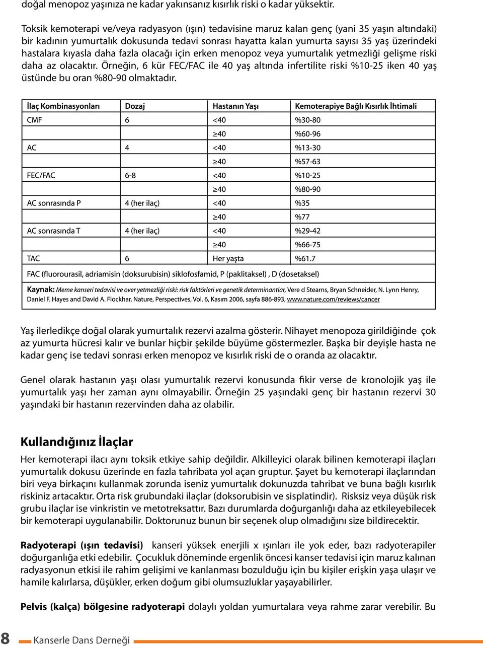 hastalara kıyasla daha fazla olacağı için erken menopoz veya yumurtalık yetmezliği gelişme riski daha az olacaktır.