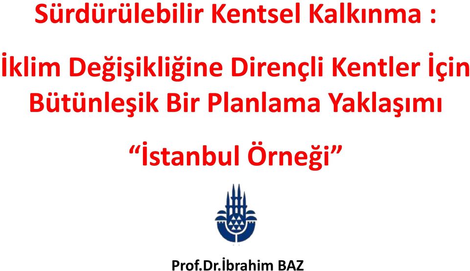 İçin Bütünleşik Bir Planlama