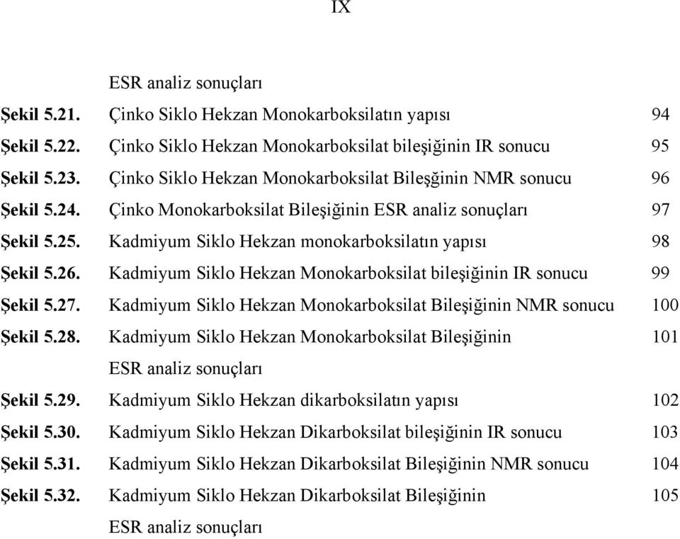 26. Kadmiyum Siklo Hekzan Monokarboksilat bileşiğinin IR sonucu 99 Şekil 5.27. Kadmiyum Siklo Hekzan Monokarboksilat Bileşiğinin NMR sonucu 100 Şekil 5.28.