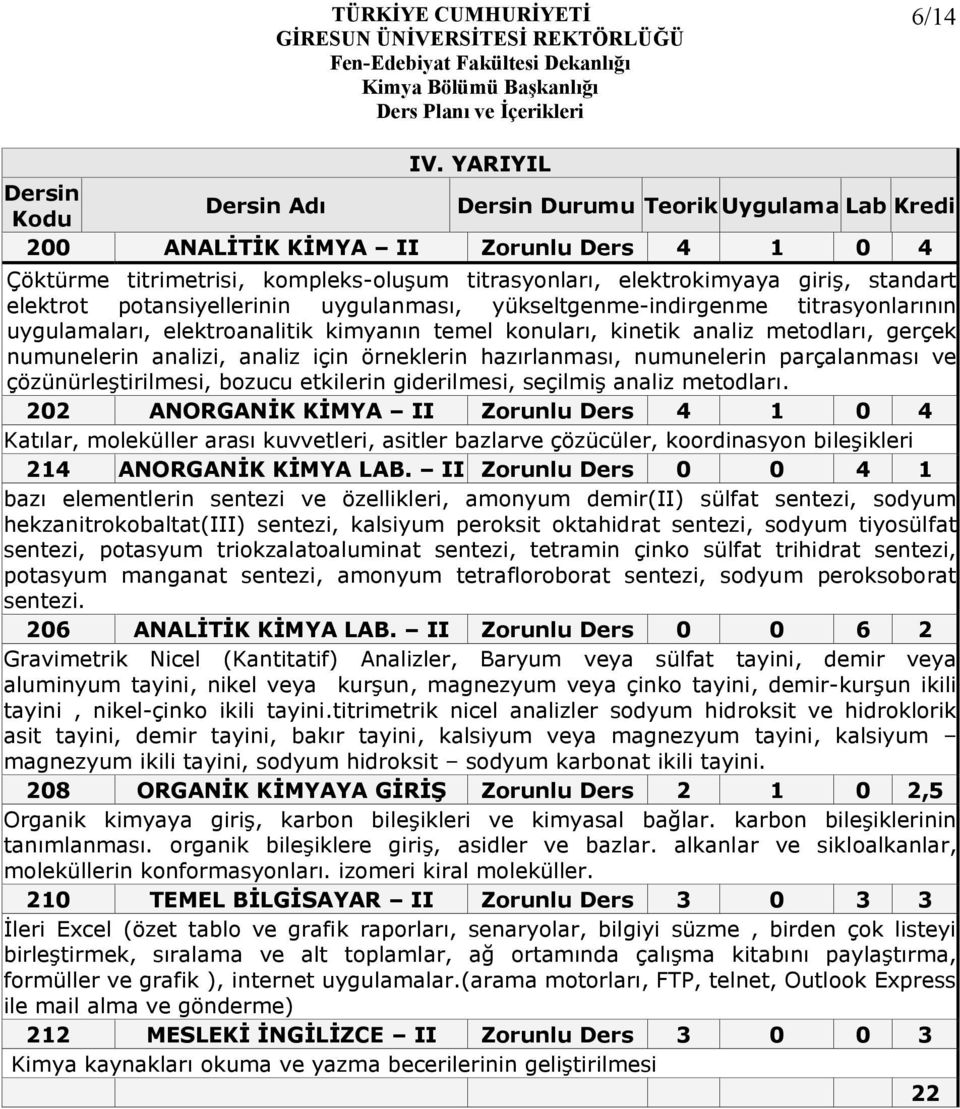 uygulanması, yükseltgenme-indirgenme titrasyonlarının uygulamaları, elektroanalitik kimyanın temel konuları, kinetik analiz metodları, gerçek numunelerin analizi, analiz için örneklerin hazırlanması,