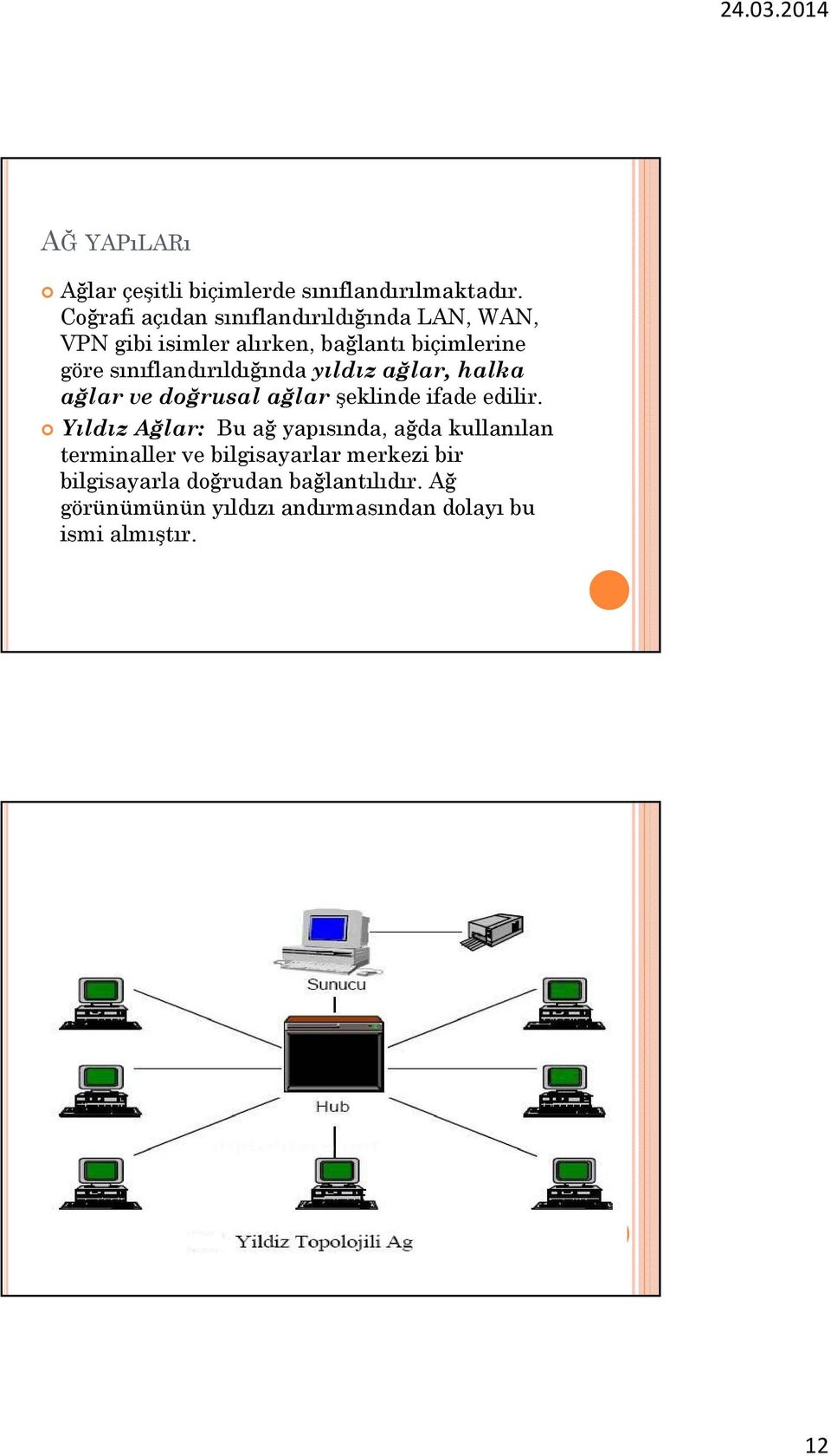 sınıflandırıldığında yıldız ağlar, halka ağlar ve doğrusal ağlar şeklinde ifade edilir.